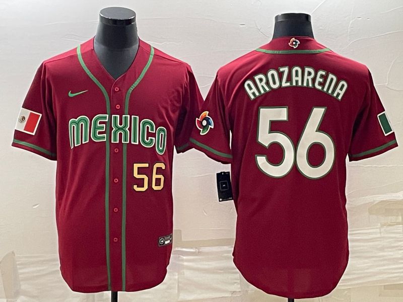 Men 2023 World Cub Mexico #56 Arozarena Red Nike MLB Jersey6->more jerseys->MLB Jersey